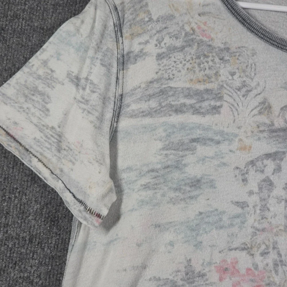 Free People Top Womens Extra Small Graphic TeeTropical Palm Tree‎ Burnout Boho
